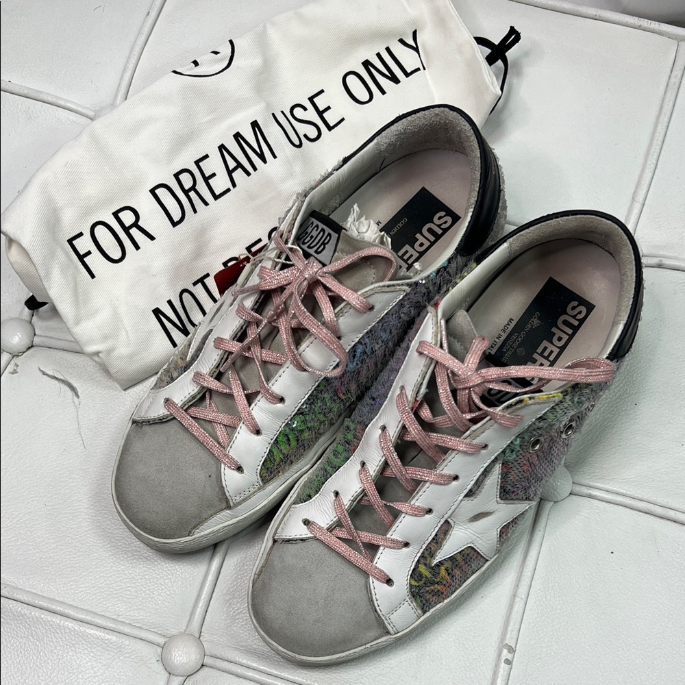 Golden Goose Pink and Gray Sneakers